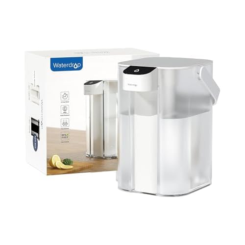 Waterdrop Electric Water Filter Pitcher, Reduce 99.6% of Lead and 45+ Impurities, 200-Gallon Rechargeable Water Dispenser, Instant 15-Cup Countertop System, NSF/ANSI 401&53&42&372, NOT Reduc