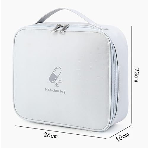 Image of Large First Aid Bag Empty, Portable Travel Pill Bag Double Zipper First Aid Pouch with Handle for Family Outdoors Hiking Camping Car Office Workplace (Gray)