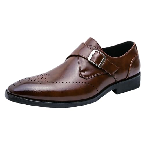 Men's Single Monk Shoes Smart British Style Microfiber Leather Dress Brogues - Main Image