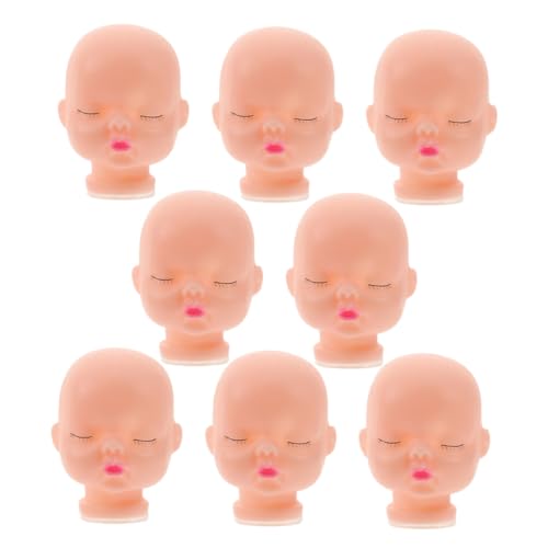 Mikikit 8 Piezas Cabezas de Muñeca de Vinilo Suave para Repintado y Manualidades Cabezas Pequeñas para Llaveros DIY Accesorios de Muñeca Seguros y Cómodos para Proyectos Creativos
