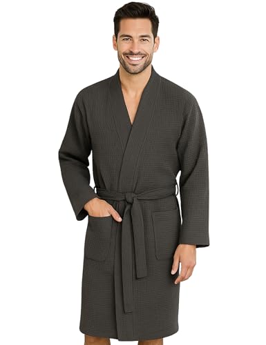 Morgenstern Bademantel Herren Leichter Waffelstoff aus 100% Baumwolle...
