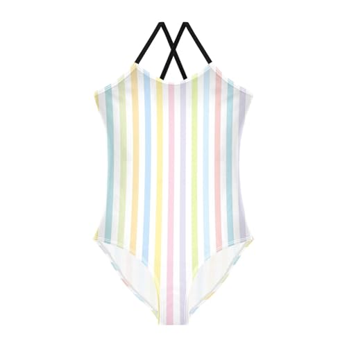 GuoChe Multicolored Stripes Girls 1-Piecing Swimsuits Swimsuits for Teen Girls Toddler Girl Bathing Suit