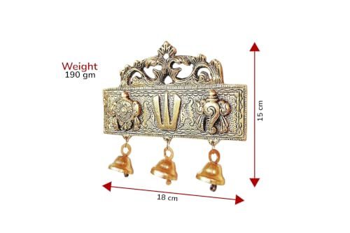 Image of KridayKraft Tirupati Door Hanging Shankh Chakra Namah Latkan Gold Plating Antique Decorative for Home,Office & Room,Showpiece Figurines,Religious Idol..., 15 cm , 3 cm