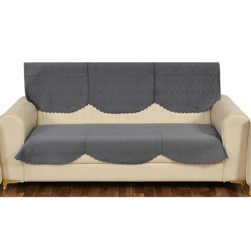 Image of Velvet Quality Raising Quilt Patterns Sofa Covers Set (Dark Grey, 3 Seater)