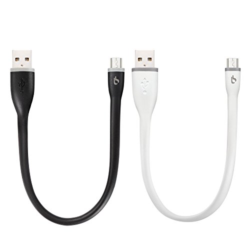 BigBlue Micro USB Kabel Silikon (2-Pack, 25cm) Android Smartphone Ladekabel, Soft Sync Schnellladekabel für Samsung, HTC, Nokia, Nexus, Sony und weitere (schwarz+weiß), MEHRWEG