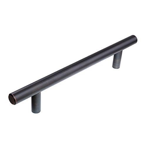 South Main Hardware SH505-OR-10 10-Pack Modern Straight Euro Style Bar Handle Pull with 5" Hole Centers, 7-3/8" Length, Oil Rubbed Bronze Finish, 10 Piece