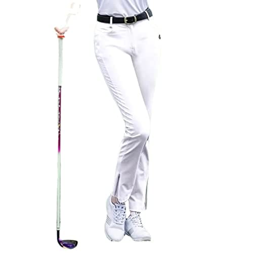 Pantalons de Golf pour Femmes Pantalons pour Femmes Vêtements de Sport Vêtements décontractés Pantalons de Tennis Blancs et Noirs (Blanche,M) Cover