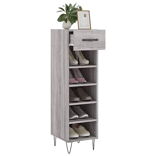 Zapatero estable de madera con 5 compartimentos y cajón funcional 5