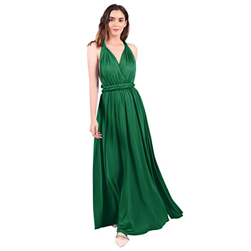 FYMNSI Damen Multiway Lange Abendkleid Hochzeit Brautjungfernkleid Bodenlang Partykleid Cocktailkleid Cabrio Wickelkleid V-Ausschnitt Festlich Kleid...