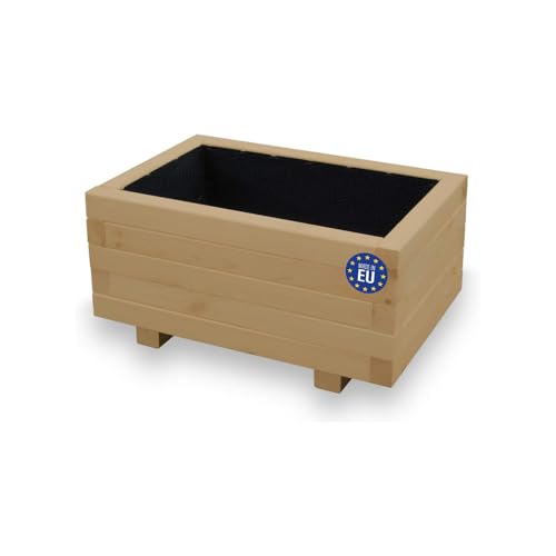 alfalux Hochbeet Blumenkasten aus Holz Pflanzkübel Garten Balkon Terrasse Eiche AB60KAN4030EI 60 x 40 x 30H cm mit 1 x Wasserablauf