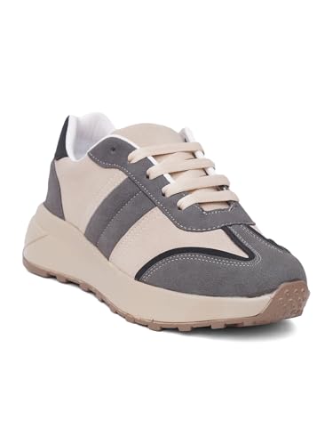 Image of TRYME Women Walking Sneakers Lace-Up Comfortable Shoes Cushioned Insole Casual Stylish Footwear for Girls
