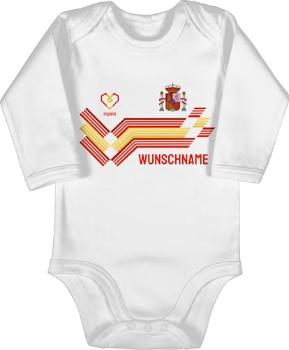 Baby Body langarm Mädchen Junge - 2026 Fussball WM Fanartikel - Personalisierbares Spanien Motiv Trikot | Individuelles España Design mit Wappen und Landesfarben | Mit eigenem Namen | Spain - 3/6