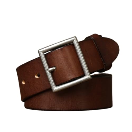 Ceinture vintage en cuir ajustable homme boucle argentée classique