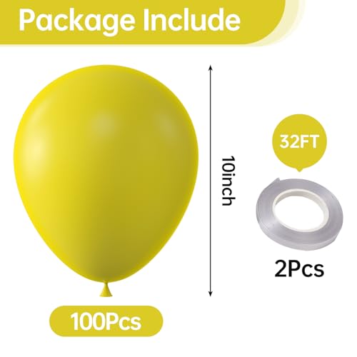 Image of KALOR 10 Inch Yellow Balloons, 100 Pcs Latex Helium Balloons for Kid's Birthday Party Baby Shower Wedding Graduation Graduation Party Decorations