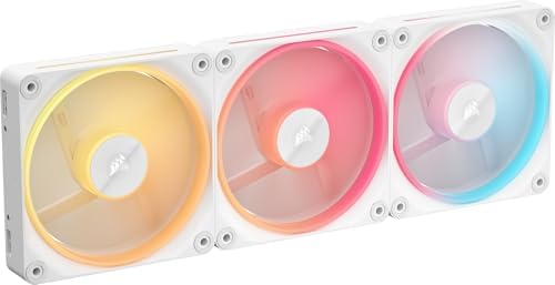 CORSAIR iCUE LINK LX120-R RGB 120mm PWM-Umkehrlüfter – Dreifach-Lüfter-Kit – Geräuscharm, CORSAIR Magnetische Kuppellagerung, Zwei Lichtschleifen, QuikTurn™-Schrauben, Null-Drehzah