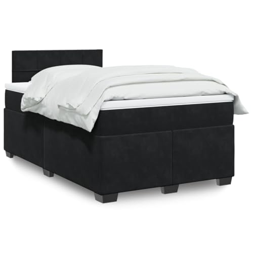 Massbinet Boxspringbett mit Matratze Moderen Polsterbet Doppelbett Stauraumbett Rückenlehne Bettgestell Lattenrost aus Holz Schwarz 120x190 cm Samt