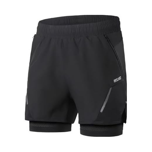 Shorts de corrida masculino 2 em 1 com bolsos de zíper Shorts de exercícios de secagem rápida para treino de academia