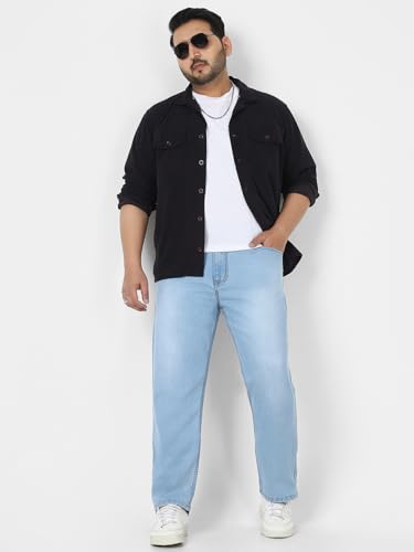 Image of Urbano Plus Men's Straight Fit Mid Rise Washed Jeans Stretchable