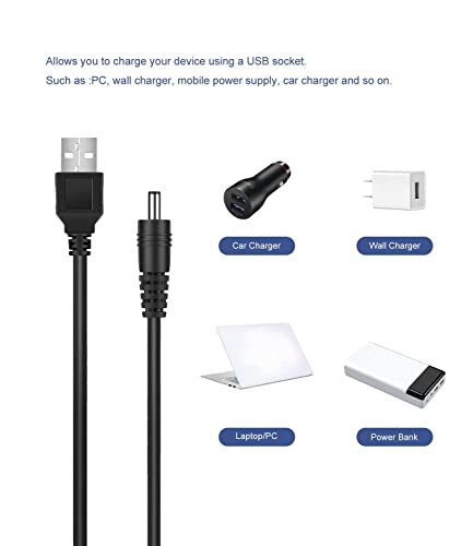 J-ZMQER USB Cable PC Charger Power Cord Compatible with Wahl 79600-2101 97581-405 9854-600 9854l 9867 9876l 9854l 9867 9876l S003hu0420060 S004mu0400090 9854-600 91822-200 Beard Stubble Trimmer Shaver