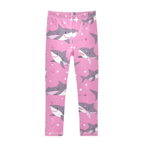 Sharks Pink Girls' Leggings Toddler Doodles Stars Kids Yoga Pants Dance Active Tights 4T