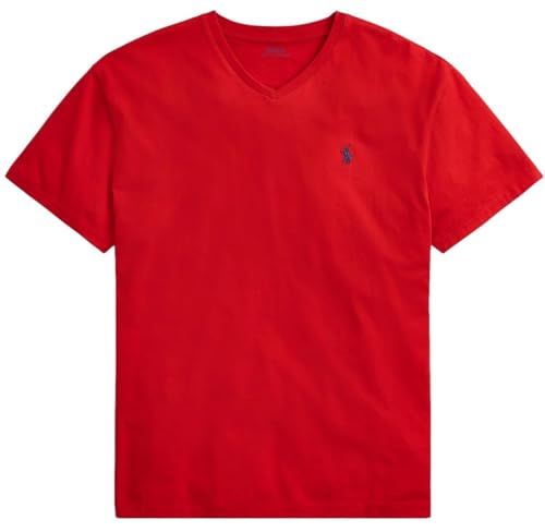 Polo Ralph Lauren Men's V Neck Classic Fit T-Shirt, Ralph Lauren Red, XXL