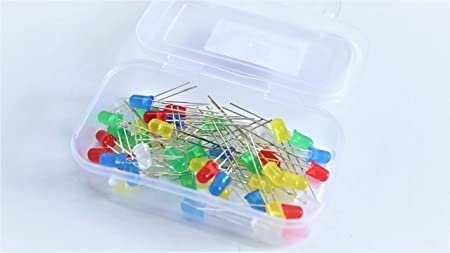 SP 5mm LED Diodes, Round Head DIY Electronic Component, Low Voltage Diffused Diode for DIY PCB Circuit, Indicator Lights, Science Project Experiment ( Pack of 50 )
