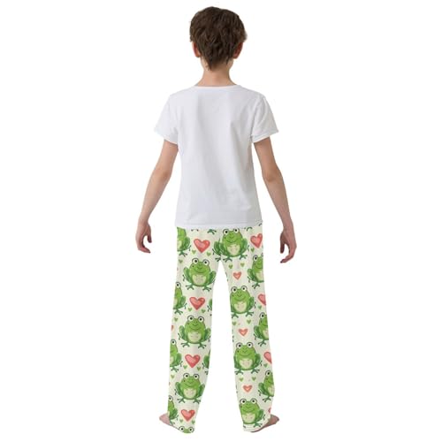 Frog Red Love Boys Long Pants Soft Trousers Elastic Waist Kids Lounge Bottoms with Pockets S-XL3