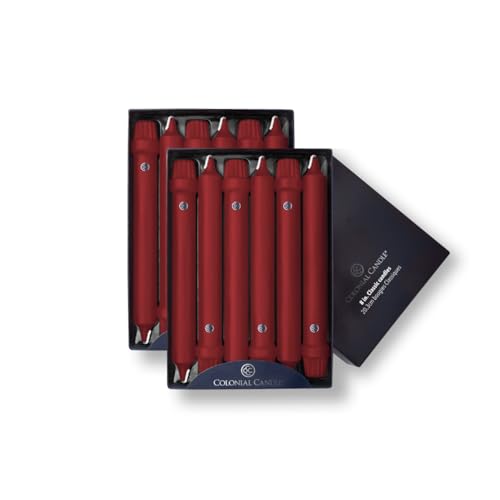Image of Colonial Candle Unscented Taper Candle, Classic Collection, Traditional Cranberry, 8 in, Pack of 12 - Up to 6 Hours Burn