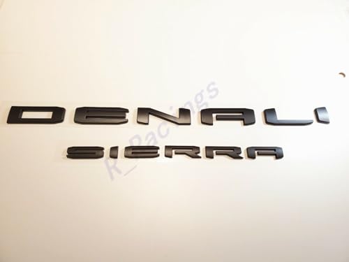 Image of 4Pcs Set 19-23 Denali DENALIHD Sierra Emblems 3D Letters Badges NAMEPLATE Stickers Decal Replacement for Sierra 1500 2500HD 3500HD Denali HD 23400374 (Matte Black)