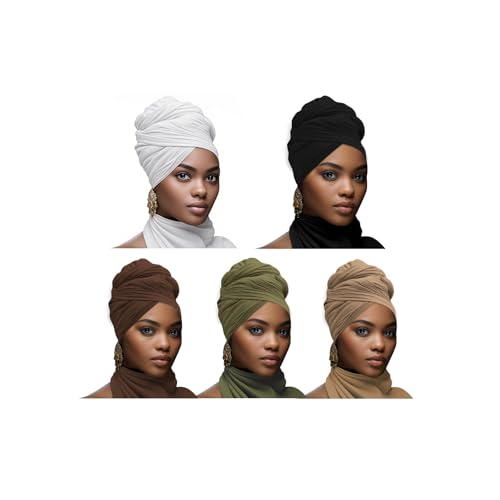 headwraps for black wome Stretch Jersey Turban Black Women African Hair Wraps Breathable Super soft and long