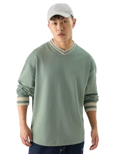 Image of The Souled Store Solids: Men and Boys Cotton Oversized Fit Full Sleeve T-Shirts
