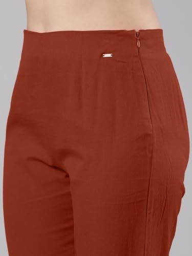 Image of Femmora Comfortable Fit Solid Straight Pant, Breathable Cotton Fabric with Side Zip Button Closure, for Women, Pack of 1