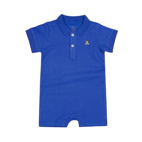 Image of SUYEORLI Baby Polo Romper Cotton Short Sleeve Embroidery Bear Jumpsuit 3-24 Months
