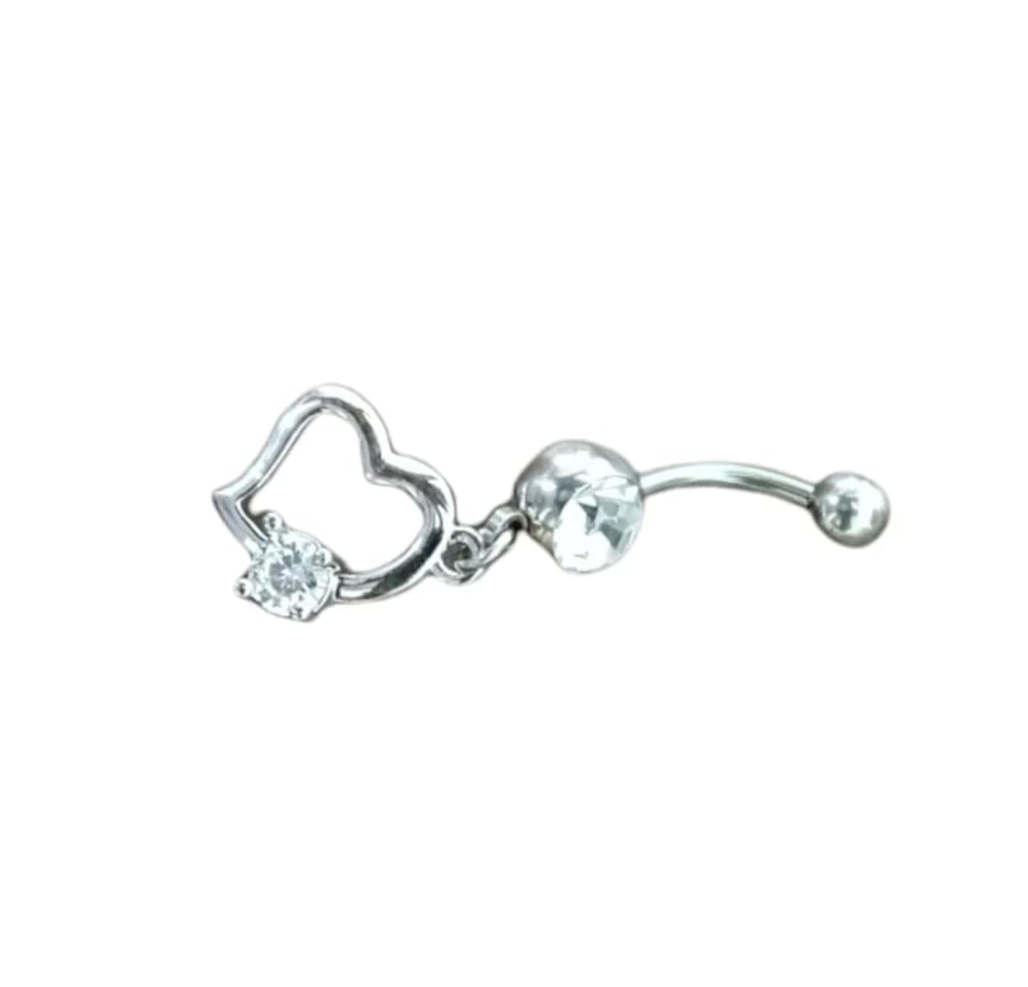 Stainless Steel Crystal Piercing Navel Heart Style Belly Stud