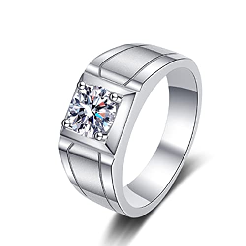 Bague Homme Argent 925 géométrique sertie d'une moissanite 0.5ct de luxe