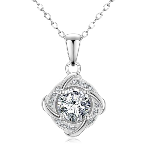 Moissanite Pendant Necklace For Women Round Cut 0.50-1.00 Cttw 18K Yellow Or White Gold Over Silver (D Color VVS Clarity) Comes With Gift Box (White Gold)