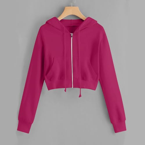 Zip Up Hoodies for Women Casual Cropped Sweatshirt Jacket Long Sleeve Y2K Crop Tops Teen Girl Preppy Clothes 20242