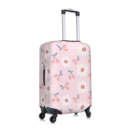 Cute Berry Pink Daisy Luggage Cover Protector Anti-Scratch Washable Fits 18-32 Inch Luggage-Large3