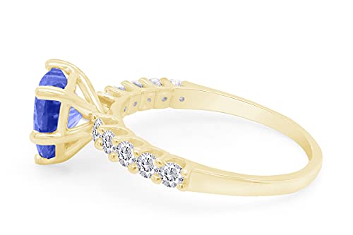 AFFY Heart Shape Simulated Blue Sapphire & White Cubic Zirconia Solitaire Ring in 925 Sterling Silver4