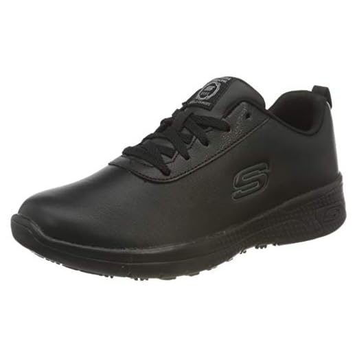 Skechers Marsing Gmina, Zapatos para Servicio de Alimentos Mujer, Cuero Negro Prime Asia, 38 EU