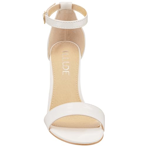 ILLUDE Women’s Open Toe Ankle Strap Chunky Block High Heel - Formal, Wedding, Party Classic Heeled Sandals - Ruby4