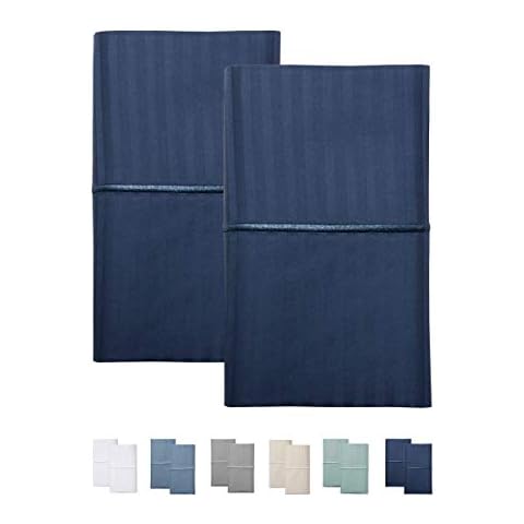 Feather & Stitch Dark Blue Pillow Covers Set Cover