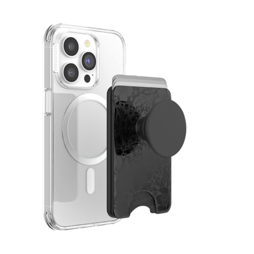 Image of PopSockets Phone Wallet for MagSafe, Phone Card Holder with Grip, Black - Laced