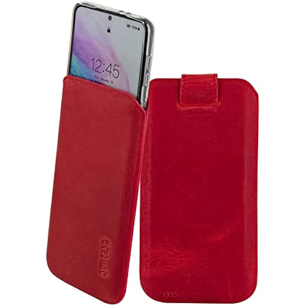 Suncase Prawdziwe skórzane etui kompatybilne z Honor 600 Pro 5G, wymiary wewnętrzne: ok. 159 x 79 x 9 mm (pasuje tylko do silikonu/etui/zderzaka) w kolorze antycznej czerwieni