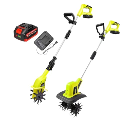 20V 4000Mah Electric Tiller Cultivator/Rotavator,Electric Cordless Hand Tiller Soil Cultivator,Gardening Tool Cultivation Machine for Allotment, Lawn, Garden(S)