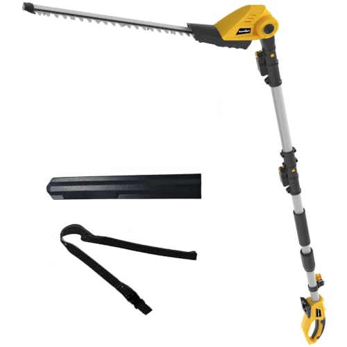 Grasstigon 20V Pole Hedge Trimmer Cordless Compatible with Dewalt 20V MAX Battery 14 FT Reach Long Reach Hedge Trimmer with Extension Pole Adjustable Head 18-Inch Dual-Action Blade Tool Only