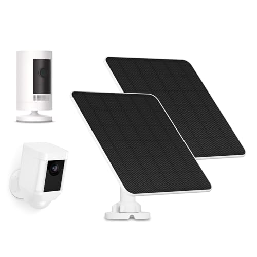 Solar Panel for Ring Camera 5W Solar Charger for Ring Stick Up Cam/Pro Spotlight Cam Plus/Pro Wyze Battery Cam Pro Includes Barrel Plug and USB-C Adapter IP65 Waterproof 2 Pack
