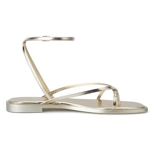 Image of Womens Flats Sandals Square Toe Strappy Ankle Strap Flats