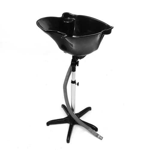 Adjustable Hair Dressing Sink &ndash; Portable Shampoo Bowl with Stainless Steel Stand | Black Basin...