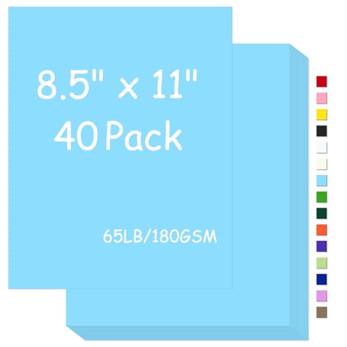 Cardstock 8.5 x 11 65Lb Card Stock Light blue 180gsm Cover Cardstock for Printer Copy Card Stock Paper for Printing Invitations Gift tags Christmas Card (Light blue 40 Sheets)
